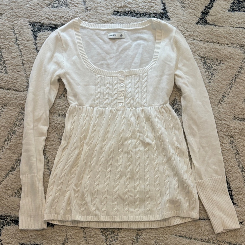 Hollister White Knit Sweater